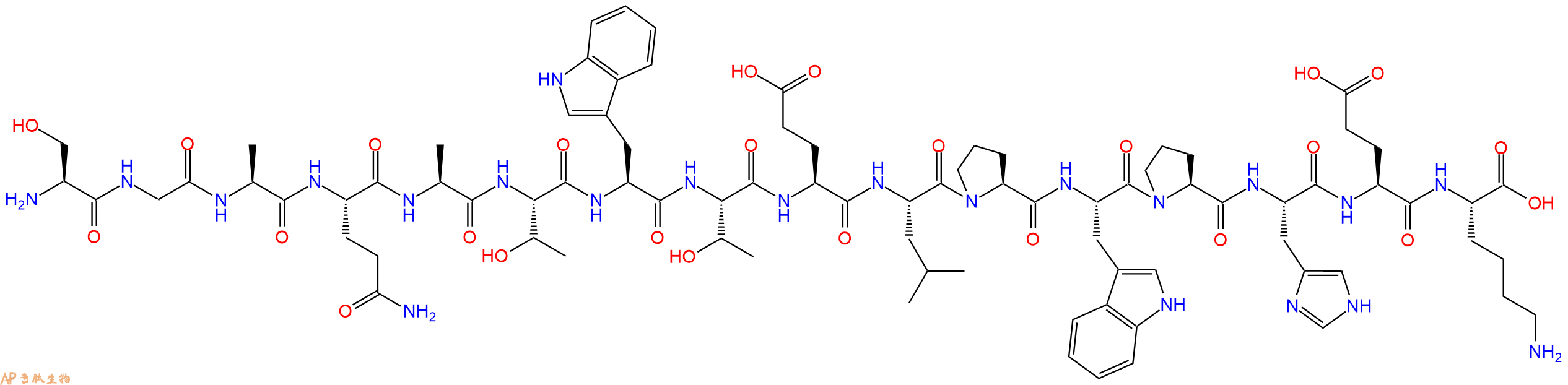 专肽生物产品H2N-Ser-Gly-Ala-Gln-Ala-Thr-Trp-Thr-Glu-Leu-Pro-Trp-Pro-His-Glu-Lys-OH
