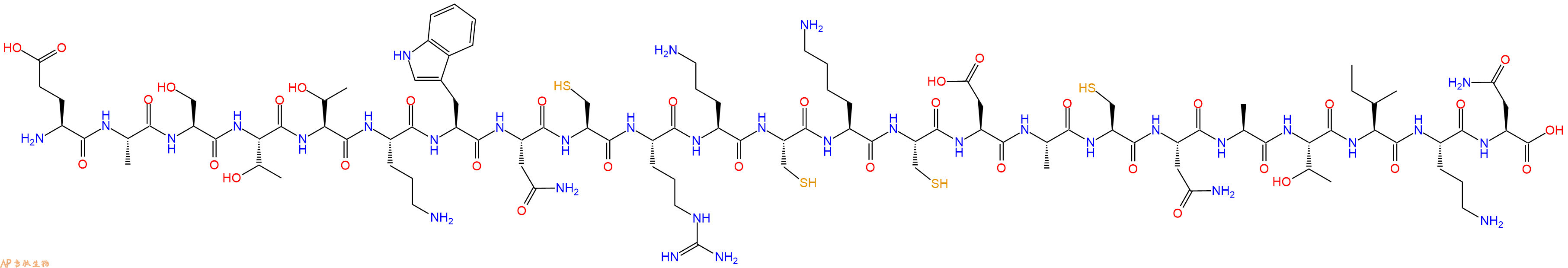 专肽生物产品H2N-Glu-Ala-Ser-Thr-Thr-Orn-Trp-Asn-Cys-Arg-Orn-Cys-Lys-Cys-Asp-Ala-Cys-Asn-Ala-Thr-Ile-Orn-Asn-OH