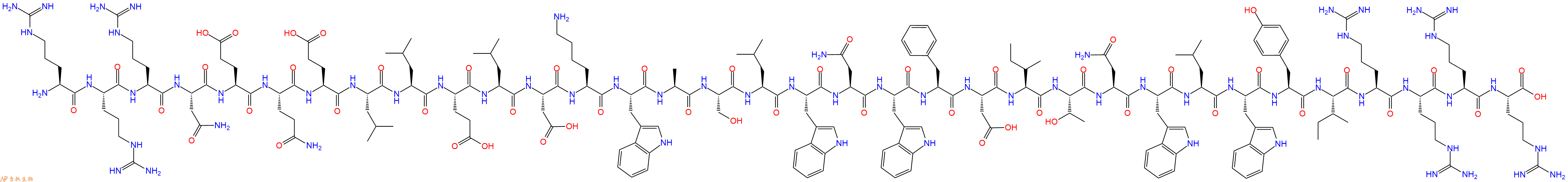专肽生物产品H2N-Arg-Arg-Arg-Asn-Glu-Gln-Glu-Leu-Leu-Glu-Leu-Asp-Lys-Trp-Ala-Ser-Leu-Trp-Asn-Trp-Phe-Asp-Ile-Thr-Asn-Trp-Leu-Trp-Tyr-Ile-Arg-Arg-Arg-Arg-OH