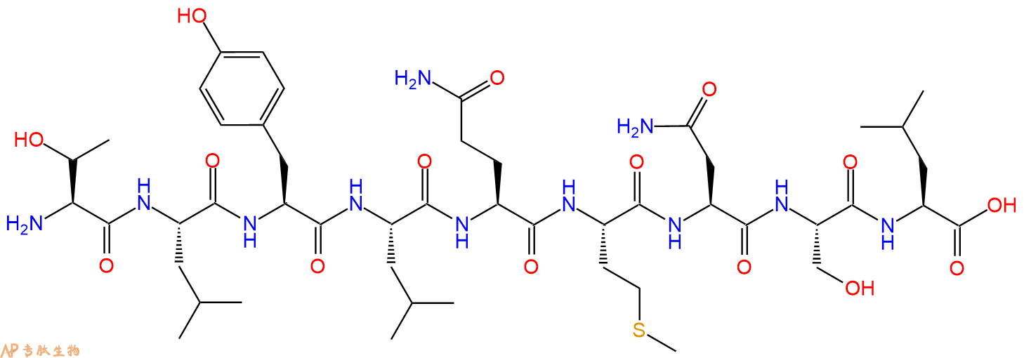 专肽生物产品H2N-Thr-Leu-Tyr-Leu-Gln-Met-Asn-Ser-Leu-OH
