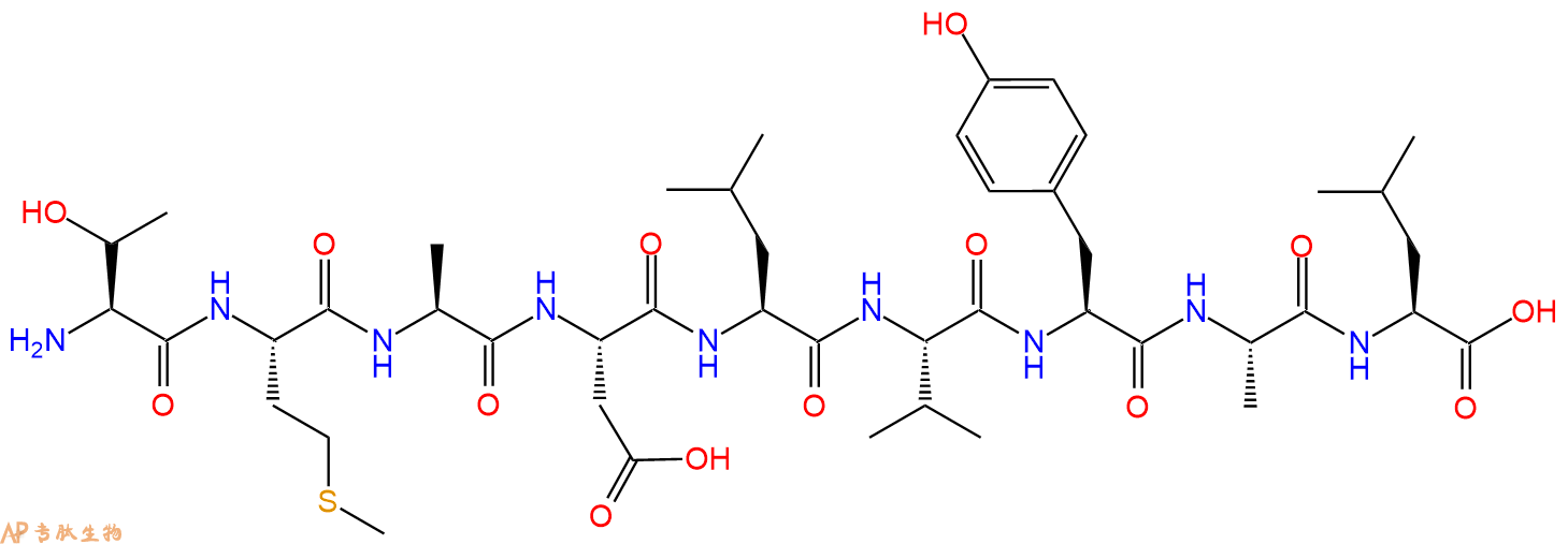 专肽生物产品H2N-Thr-Met-Ala-Asp-Leu-Val-Tyr-Ala-Leu-OH