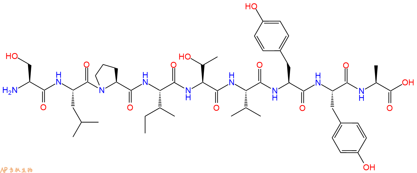 专肽生物产品H2N-Ser-Leu-Pro-Ile-Thr-Val-Tyr-Tyr-Ala-OH