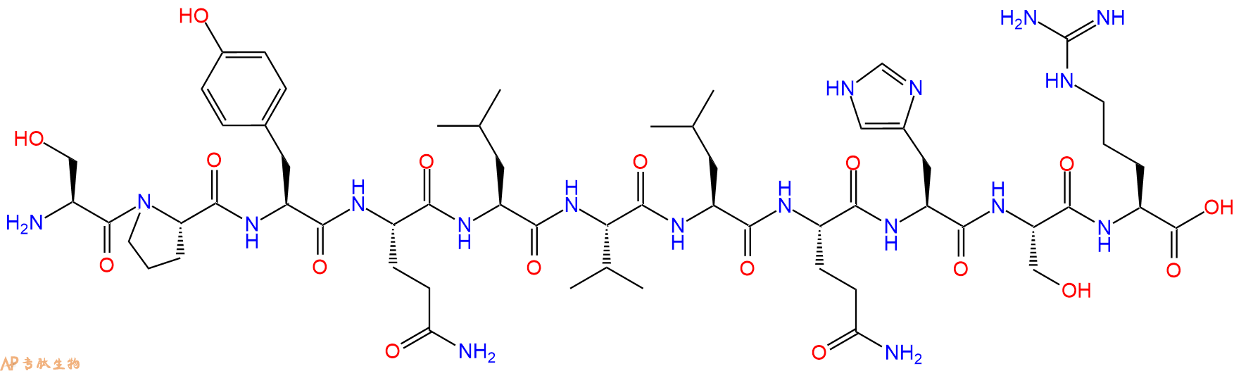 专肽生物产品H2N-Ser-Pro-Tyr-Gln-Leu-Val-Leu-Gln-His-Ser-Arg-OH