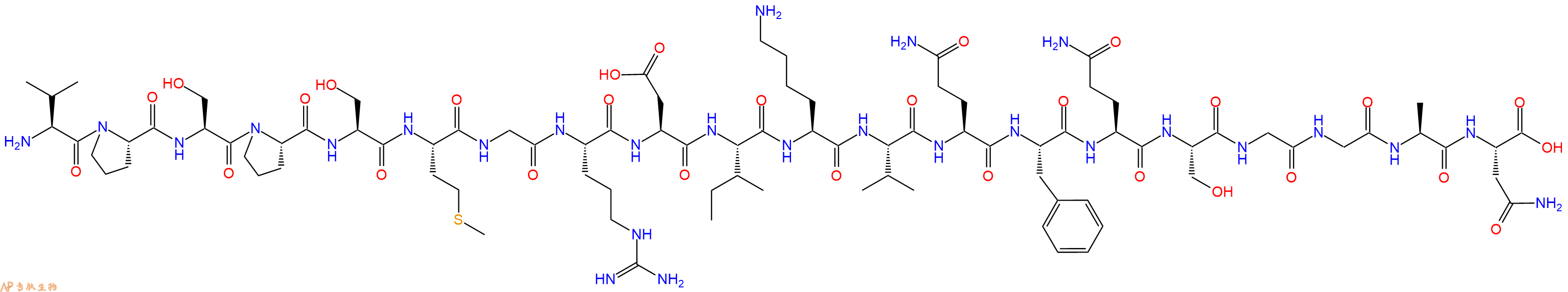 专肽生物产品H2N-Val-Pro-Ser-Pro-Ser-Met-Gly-Arg-Asp-Ile-Lys-Val-Gln-Phe-Gln-Ser-Gly-Gly-Ala-Asn-OH