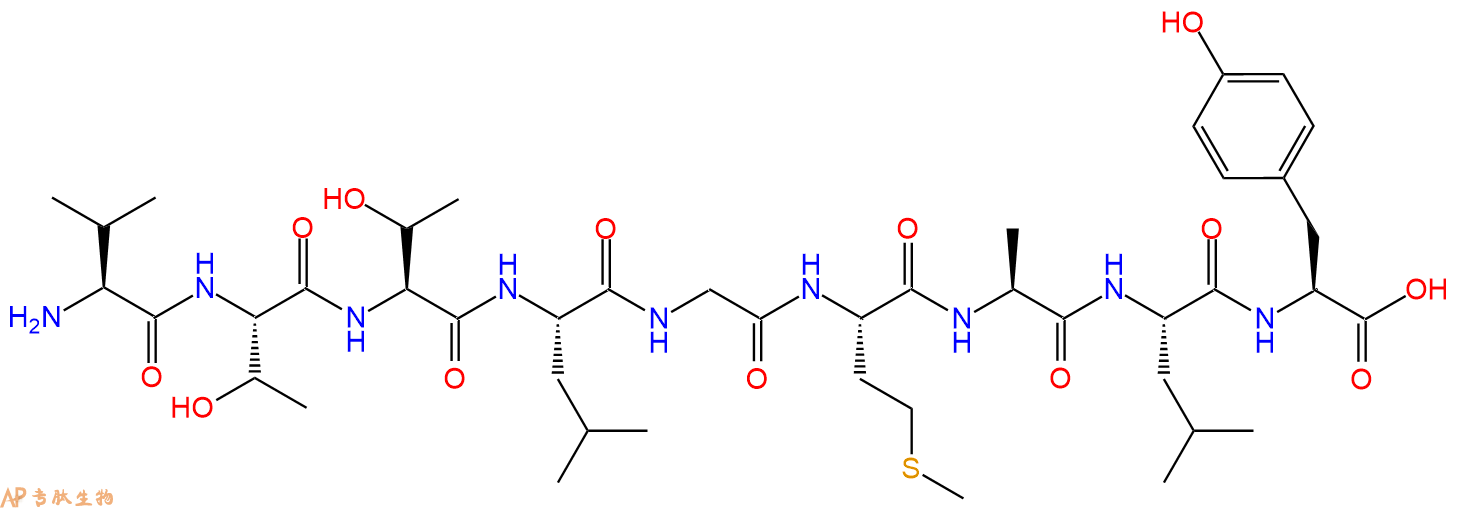 专肽生物产品H2N-Val-Thr-Thr-Leu-Gly-Met-Ala-Leu-Tyr-OH
