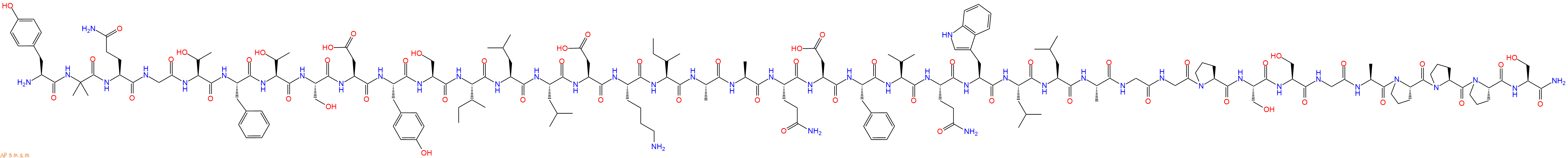 专肽生物产品H2N-Tyr-Aib-Gln-Gly-Thr-Phe-Thr-Ser-Asp-Tyr-Ser-Ile-Leu-Leu-Asp-Lys-Ile-Ala-Ala-Gln-Asp-Phe-Val-Gln-Trp-Leu-Leu-Ala-Gly-Gly-Pro-Ser-Ser-Gly-Ala-Pro-Pro-Pro-Ser-CONH2