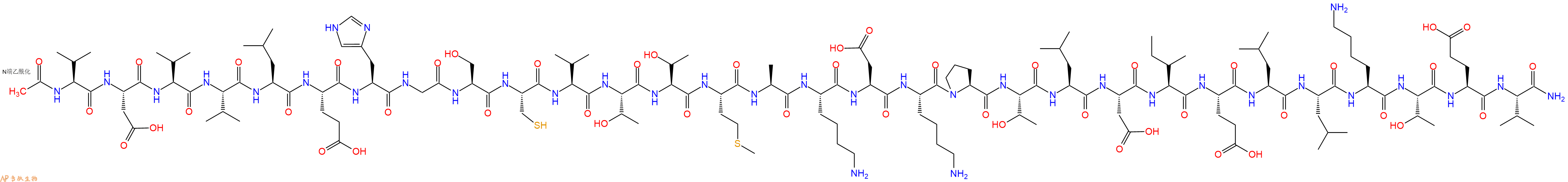 专肽生物产品Ac-Val-Asp-Val-Val-Leu-Glu-His-Gly-Ser-Cys-Val-Thr-Thr-Met-Ala-Lys-Asp-Lys-Pro-Thr-Leu-Asp-Ile-Glu-Leu-Leu-Lys-Thr-Glu-Val-CONH2