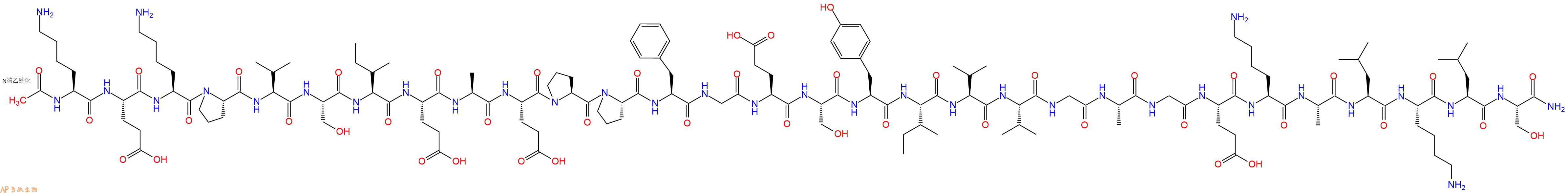 专肽生物产品Ac-Lys-Glu-Lys-Pro-Val-Ser-Ile-Glu-Ala-Glu-Pro-Pro-Phe-Gly-Glu-Ser-Tyr-Ile-Val-Val-Gly-Ala-Gly-Glu-Lys-Ala-Leu-Lys-Leu-Ser-CONH2