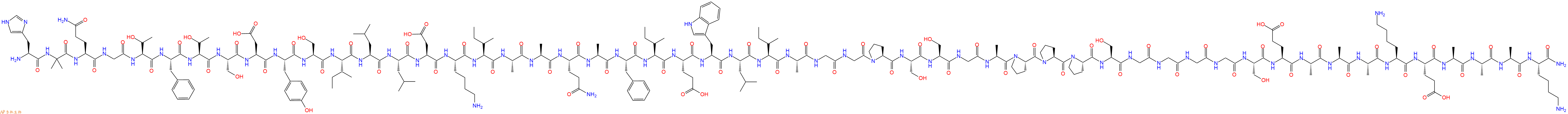 专肽生物产品H2N-His-Aib-Gln-Gly-Thr-Phe-Thr-Ser-Asp-Tyr-Ser-Ile-Leu-Leu-Asp-Lys-Ile-Ala-Ala-Gln-Ala-Phe-Ile-Glu-Trp-Leu-Ile-Ala-Gly-Gly-Pro-Ser-Ser-Gly-Ala-Pro-Pro-Pro-Ser-Gly-Gly-Gly-Gly-Ser-Glu-Ala-Ala-Ala-Lys-Glu-Ala-Ala-Ala-Lys-CONH2