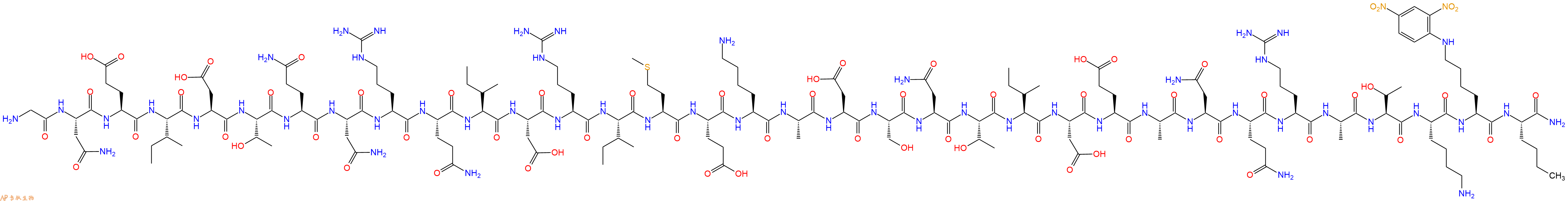 专肽生物产品H2N-Gly-Asn-Glu-Ile-Asp-Thr-Gln-Asn-Arg-Gln-Ile-Asp-Arg-Ile-Met-Glu-Lys-Ala-Asp-Ser-Asn-Thr-Ile-Asp-Glu-Ala-Asn-Gln-Arg-Ala-Thr-Lys-Lys(Dnp)-Nle-CONH2