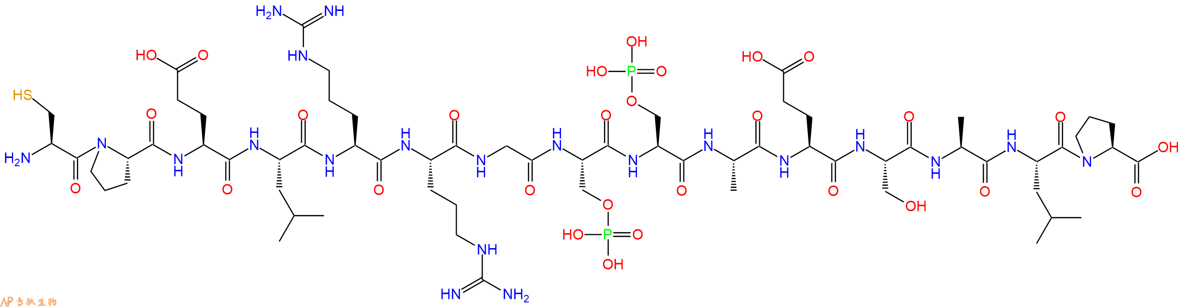 专肽生物产品H2N-Cys-Pro-Glu-Leu-Arg-Arg-Gly-Ser(PO3H2)-Ser(PO3H2)-Ala-Glu-Ser-Ala-Leu-Pro-OH