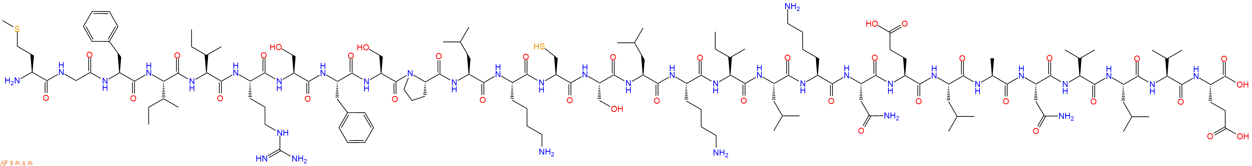 专肽生物产品H2N-Met-Gly-Phe-Ile-Ile-Arg-Ser-Phe-Ser-Pro-Leu-Lys-Cys-Ser-Leu-Lys-Ile-Leu-Lys-Asn-Glu-Leu-Ala-Asn-Val-Leu-Val-Glu-OH