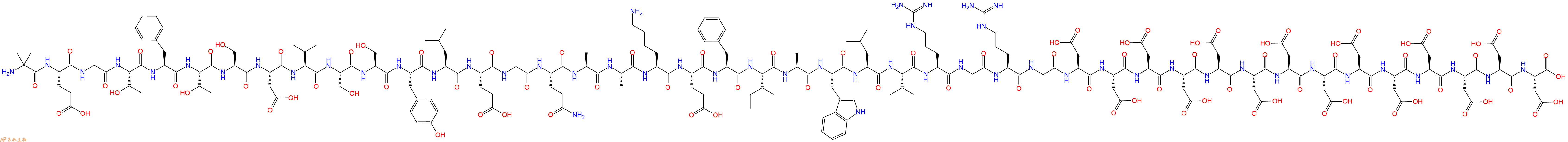 专肽生物产品H2N-Aib-Glu-Gly-Thr-Phe-Thr-Ser-Asp-Val-Ser-Ser-Tyr-Leu-Glu-Gly-Gln-Ala-Ala-Lys-Glu-Phe-Ile-Ala-Trp-Leu-Val-Arg-Gly-Arg-Gly-Asp-Asp-Asp-Asp-Asp-Asp-Asp-Asp-Asp-Asp-Asp-Asp-Asp-Asp-OH