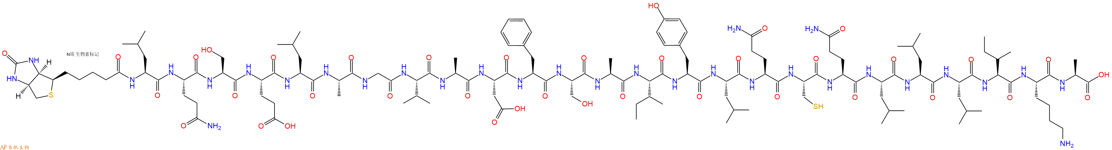 专肽生物产品Biotinyl-Leu-Gln-Ser-Glu-Leu-Ala-Gly-Val-Ala-Asp-Phe-Ser-Ala-Ile-Tyr-Leu-Gln-Cys-Gln-Leu-Leu-Leu-Ile-Lys-Ala-OH