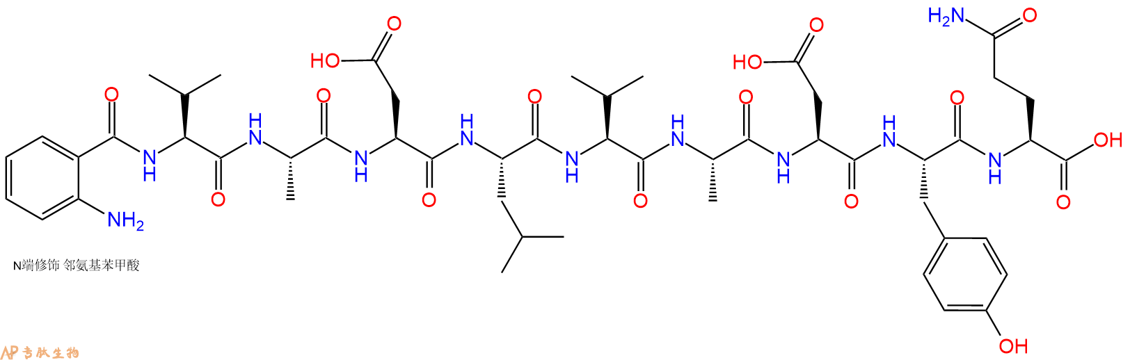 专肽生物产品Abz-Val-Ala-Asp-Leu-Val-Ala-Asp-Tyr-Gln-OH