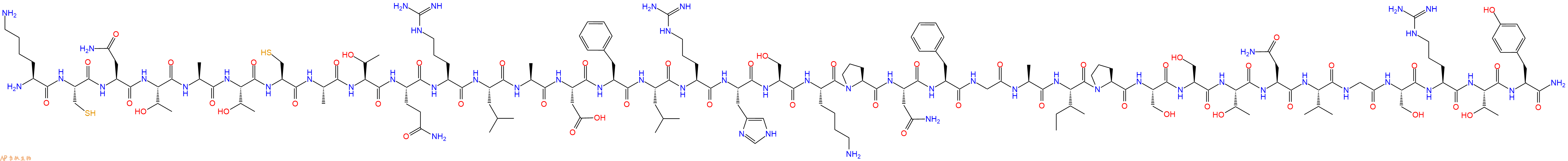 专肽生物产品H2N-Lys-Cys-Asn-Thr-Ala-Thr-Cys-Ala-Thr-Gln-Arg-Leu-Ala-Asp-Phe-Leu-Arg-His-Ser-Lys-Pro-Asn-Phe-Gly-Ala-Ile-Pro-Ser-Ser-Thr-Asn-Val-Gly-Ser-Arg-Thr-Tyr-CONH2