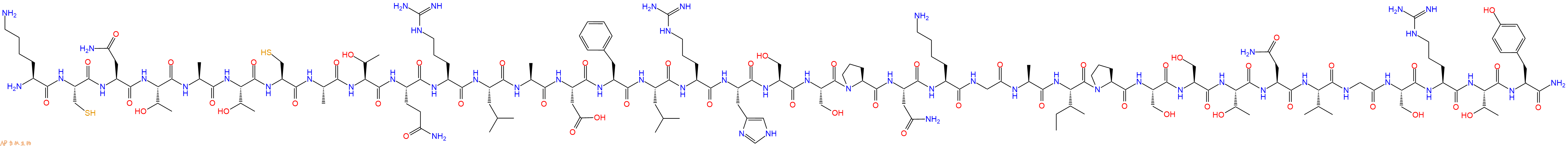 专肽生物产品H2N-Lys-Cys-Asn-Thr-Ala-Thr-Cys-Ala-Thr-Gln-Arg-Leu-Ala-Asp-Phe-Leu-Arg-His-Ser-Ser-Pro-Asn-Lys-Gly-Ala-Ile-Pro-Ser-Ser-Thr-Asn-Val-Gly-Ser-Arg-Thr-Tyr-CONH2