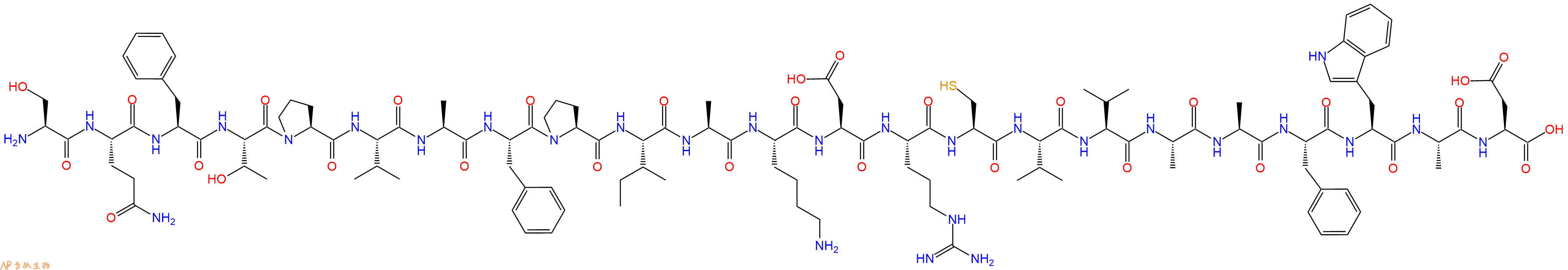 专肽生物产品H2N-Ser-Gln-Phe-Thr-Pro-Val-Ala-Phe-Pro-Ile-Ala-Lys-Asp-Arg-Cys-Val-Val-Ala-Ala-Phe-Trp-Ala-Asp-OH