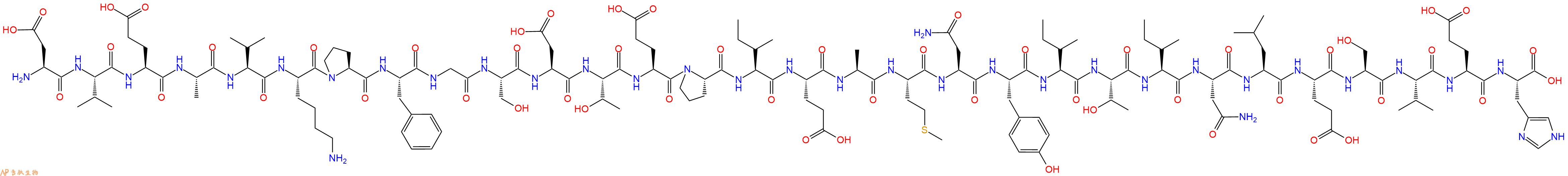 专肽生物产品H2N-Asp-Val-Glu-Ala-Val-Lys-Pro-Phe-Gly-Ser-Asp-Thr-Glu-Pro-Ile-Glu-Ala-Met-Asn-Tyr-Ile-Thr-Ile-Asn-Leu-Glu-Ser-Val-Glu-His-OH