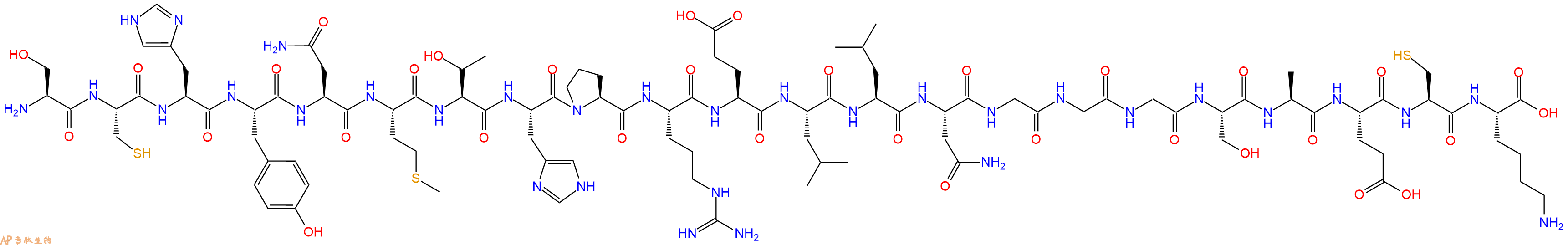 专肽生物产品H2N-Ser-Cys-His-Tyr-Asn-Met-Thr-His-Pro-Arg-Glu-Leu-Leu-Asn-Gly-Gly-Gly-Ser-Ala-Glu-Cys-Lys-OH