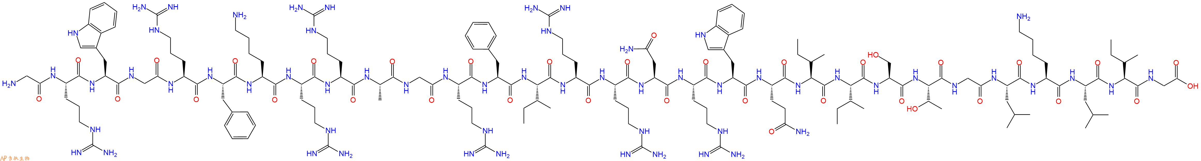 专肽生物产品H2N-Gly-Arg-Trp-Gly-Arg-Phe-Lys-Arg-Arg-Ala-Gly-Arg-Phe-Ile-Arg-Arg-Asn-Arg-Trp-Gln-Ile-Ile-Ser-Thr-Gly-Leu-Lys-Leu-Ile-Gly-OH