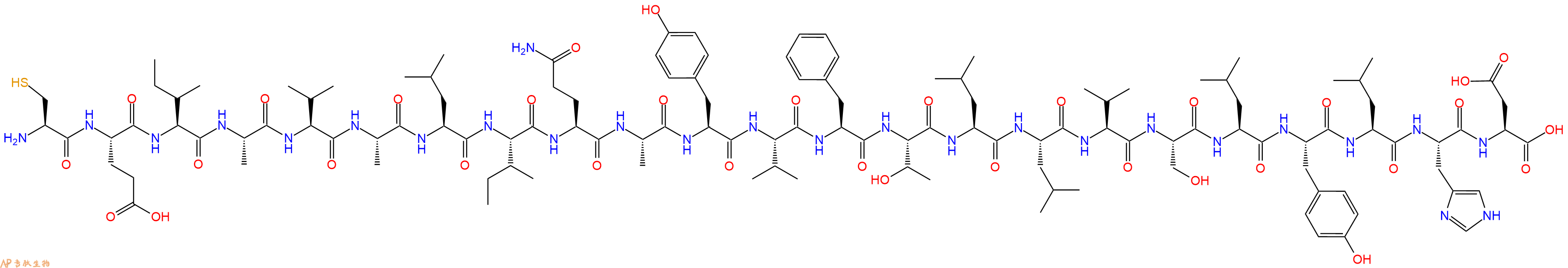 专肽生物产品H2N-Cys-Glu-Ile-Ala-Val-Ala-Leu-Ile-Gln-Ala-Tyr-Val-Phe-Thr-Leu-Leu-Val-Ser-Leu-Tyr-Leu-His-Asp-OH