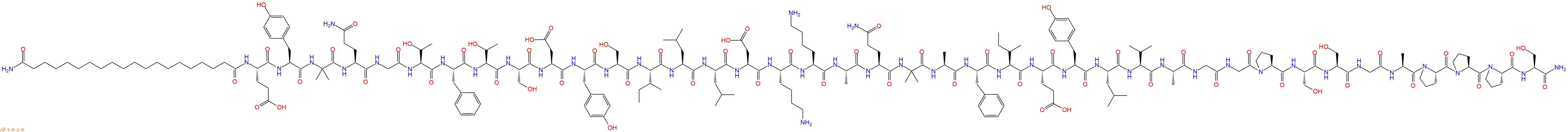 专肽生物产品H2N-C20-Glu-Tyr-Aib-Gln-Gly-Thr-Phe-Thr-Ser-Asp-Tyr-Ser-Ile-Leu-Leu-Asp-Lys-Lys-Ala-Gln-Aib-Ala-Phe-Ile-Glu-Tyr-Leu-Val-Ala-Gly-Gly-Pro-Ser-Ser-Gly-Ala-Pro-Pro-Pro-Ser-CONH2