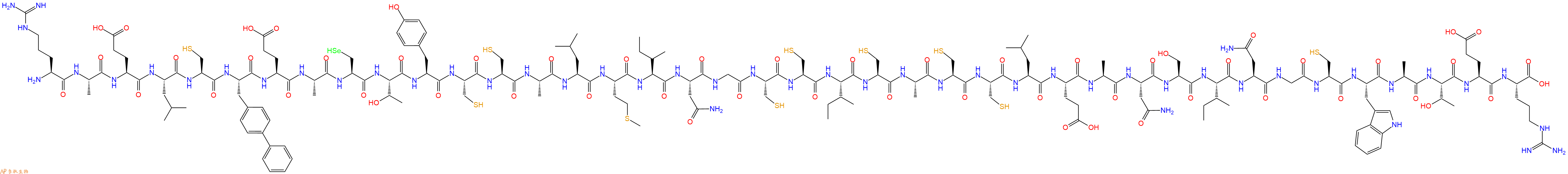 专肽生物产品H2N-Arg-Ala-Glu-Leu-Cys-Bip-Glu-Ala-Sec-Thr-Tyr-Cys-Cys-Ala-Leu-Met-Ile-Asn-Gly-Cys-Cys-Ile-Cys-Ala-Cys-Cys-Leu-Glu-Ala-Asn-Ser-Ile-Asn-Gly-Cys-Trp-Ala-Thr-Glu-Arg-OH