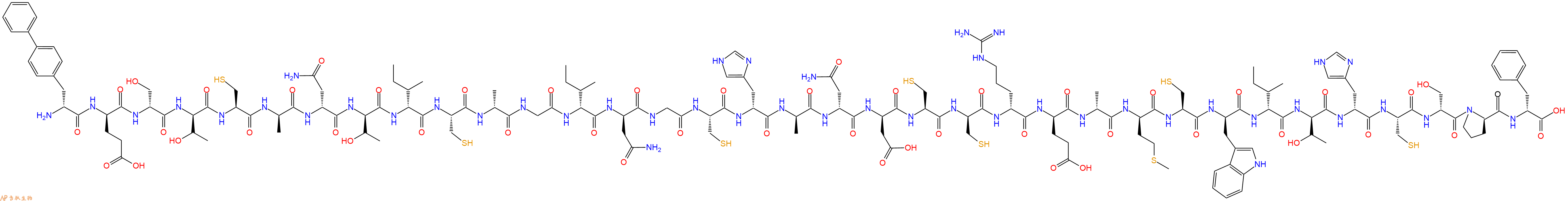专肽生物产品H2N-DBip-DGlu-DSer-DThr-Cys-DAla-DAsn-DThr-DIle-Cys-DAla-Gly-DIle-DAsn-Gly-Cys-DHis-DAla-DAsn-DAsp-Cys-DCys-DArg-DGlu-DAla-DMet-Cys-DTrp-DIle-DThr-DHis-Cys-DSer-DPro-DPhe-OH