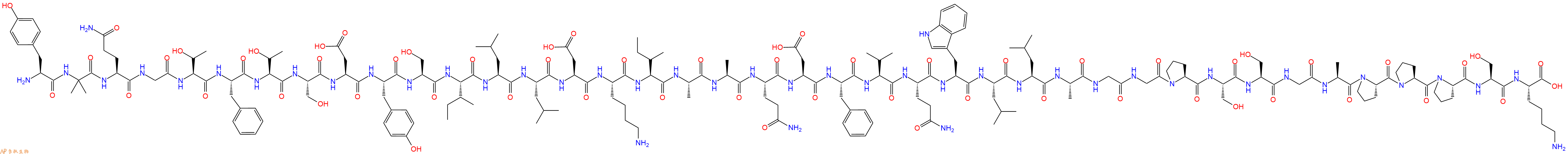 专肽生物产品H2N-Tyr-Aib-Gln-Gly-Thr-Phe-Thr-Ser-Asp-Tyr-Ser-Ile-Leu-Leu-Asp-Lys-Ile-Ala-Ala-Gln-Asp-Phe-Val-Gln-Trp-Leu-Leu-Ala-Gly-Gly-Pro-Ser-Ser-Gly-Ala-Pro-Pro-Pro-Ser-Lys-OH