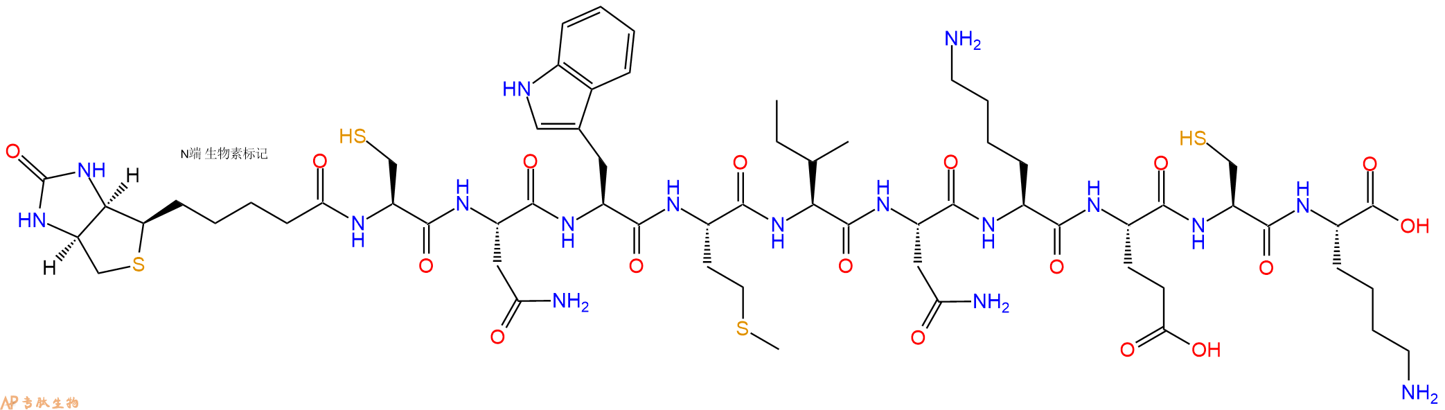 专肽生物产品Biotinyl-Cys-Asn-Trp-Met-Ile-Asn-Lys-Glu-Cys-Lys-OH