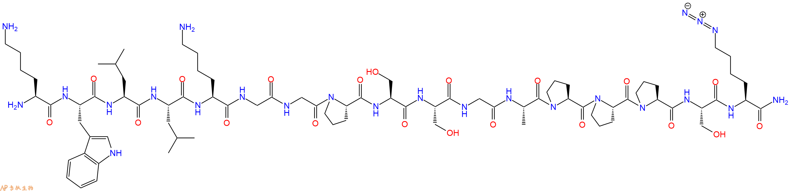 专肽生物产品H2N-Lys-Trp-Leu-Leu-Lys-Gly-Gly-Pro-Ser-Ser-Gly-Ala-Pro-Pro-Pro-Ser-Lys(N3)-CONH2