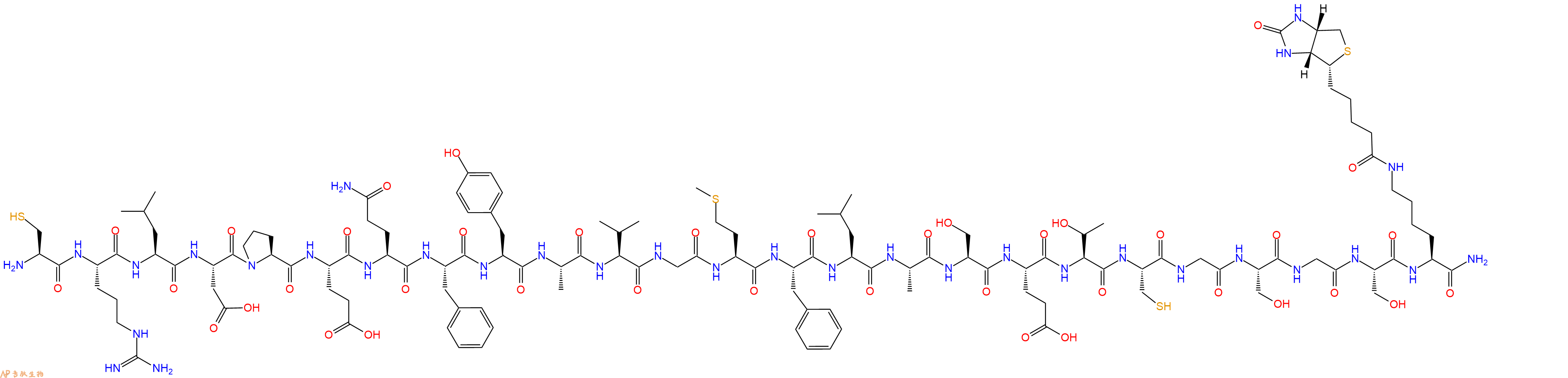 专肽生物产品H2N-Cys-Arg-Leu-Asp-Pro-Glu-Gln-Phe-Tyr-Ala-Val-Gly-Met-Phe-Leu-Ala-Ser-Glu-Thr-Cys-Gly-Ser-Gly-Ser-Lys(Biotin)-CONH2