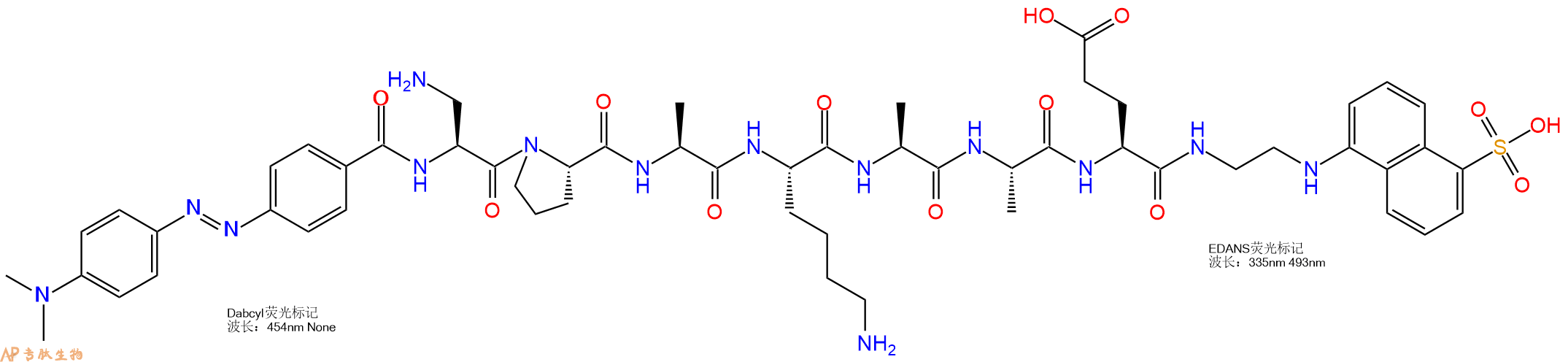 专肽生物产品DABCYL-Dap-Pro-Ala-Lys-Ala-Ala-Glu-EDANS