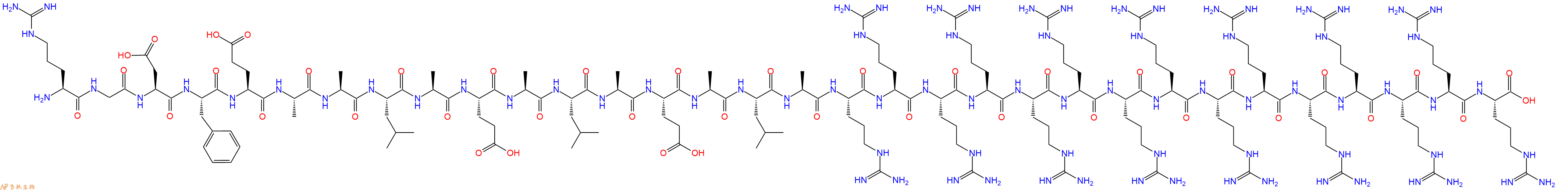 专肽生物产品H2N-Arg-Gly-Asp-Phe-Glu-Ala-Ala-Leu-Ala-Glu-Ala-Leu-Ala-Glu-Ala-Leu-Ala-Arg-Arg-Arg-Arg-Arg-Arg-Arg-Arg-Arg-Arg-Arg-Arg-Arg-Arg-Arg-OH