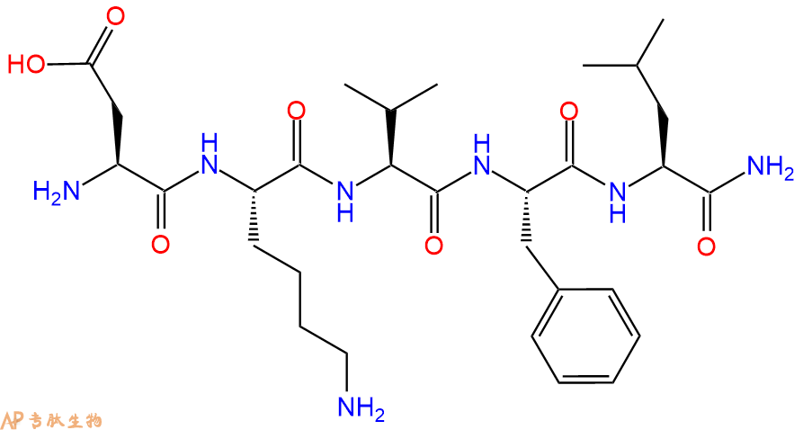 专肽生物产品H2N-Asp-Lys-Val-Phe-Leu-CONH2