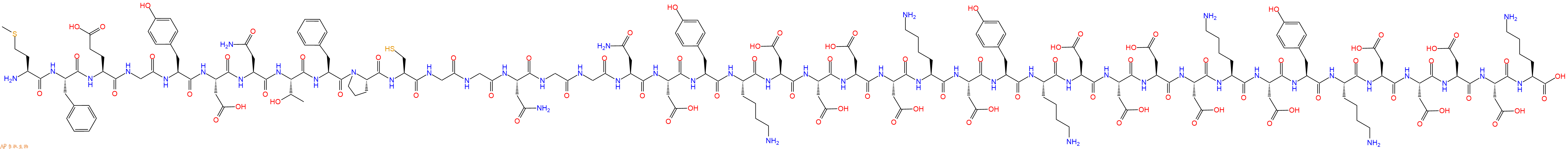 专肽生物产品H2N-Met-Phe-Glu-Gly-Tyr-Asp-Asn-Thr-Phe-Pro-Cys-Gly-Gly-Asn-Gly-Gly-Asn-Asp-Tyr-Lys-Asp-Asp-Asp-Asp-Lys-Asp-Tyr-Lys-Asp-Asp-Asp-Asp-Lys-Asp-Tyr-Lys-Asp-Asp-Asp-Asp-Lys-OH