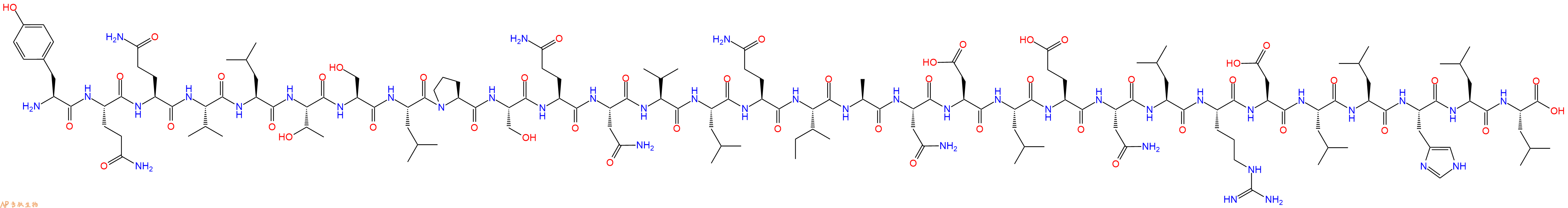专肽生物产品H2N-Tyr-Gln-Gln-Val-Leu-Thr-Ser-Leu-Pro-Ser-Gln-Asn-Val-Leu-Gln-Ile-Ala-Asn-Asp-Leu-Glu-Asn-Leu-Arg-Asp-Leu-Leu-His-Leu-Leu-OH