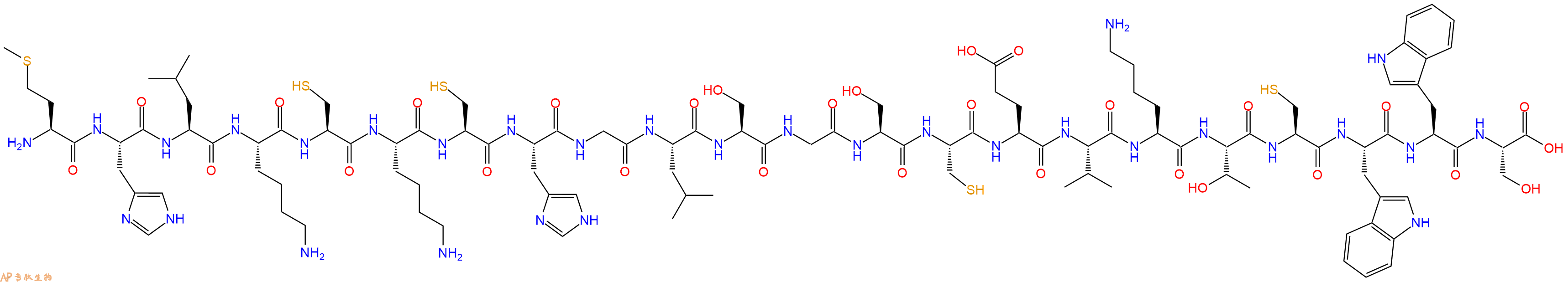专肽生物产品H2N-Met-His-Leu-Lys-Cys-Lys-Cys-His-Gly-Leu-Ser-Gly-Ser-Cys-Glu-Val-Lys-Thr-Cys-Trp-Trp-Ser-OH