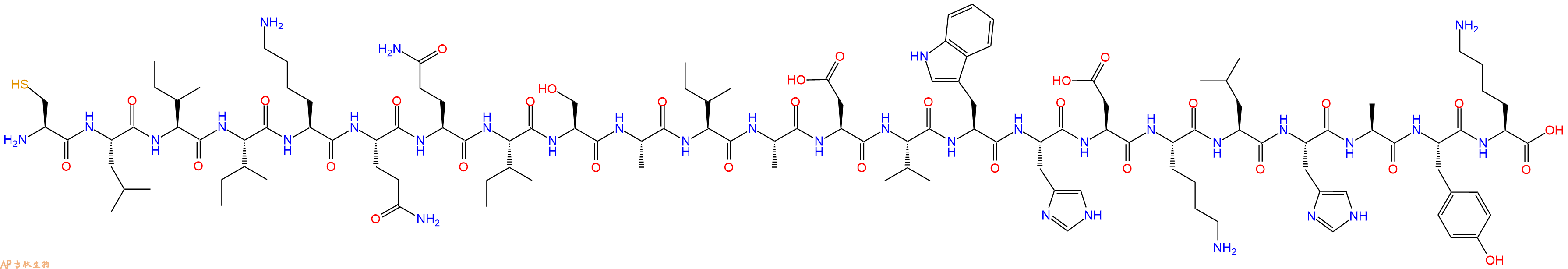 专肽生物产品H2N-Cys-Leu-Ile-Ile-Lys-Gln-Gln-Ile-Ser-Ala-Ile-Ala-Asp-Val-Trp-His-Asp-Lys-Leu-His-Ala-Tyr-Lys-OH