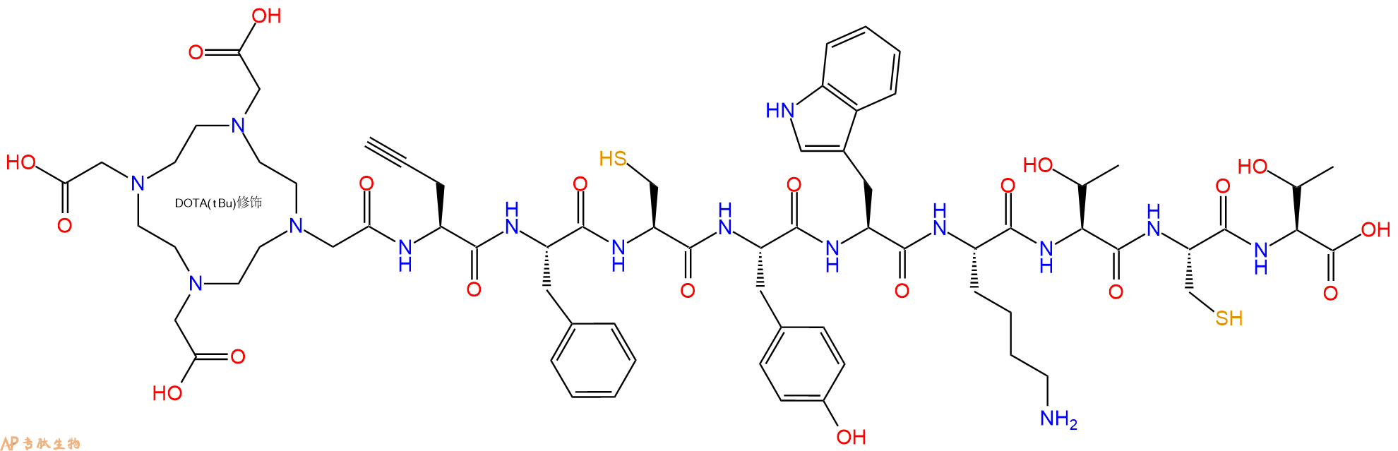 专肽生物产品DOTA-Pra-Phe-Cys-Tyr-Trp-Lys-Thr-Cys-Thr-OH