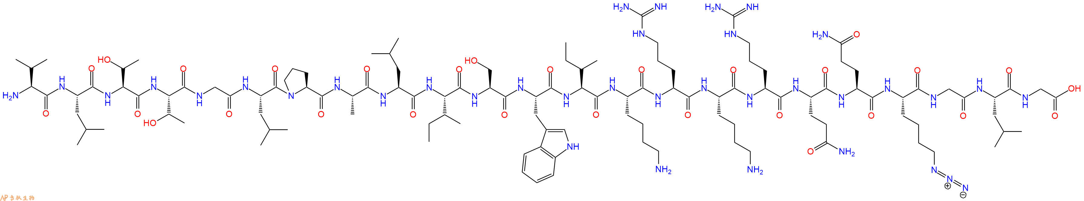专肽生物产品H2N-Val-Leu-Thr-Thr-Gly-Leu-Pro-Ala-Leu-Ile-Ser-Trp-Ile-Lys-Arg-Lys-Arg-Gln-Gln-Lys(N3)-Gly-Leu-Gly-OH