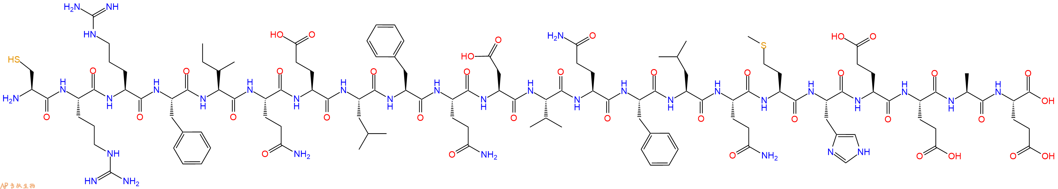 专肽生物产品H2N-Cys-Arg-Arg-Phe-Ile-Gln-Glu-Leu-Phe-Gln-Asp-Val-Gln-Phe-Leu-Gln-Met-His-Glu-Glu-Ala-Glu-OH