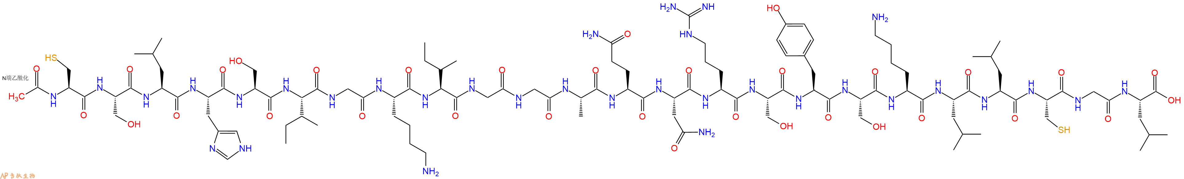 专肽生物产品Ac-Cys-Ser-Leu-His-Ser-Ile-Gly-Lys-Ile-Gly-Gly-Ala-Gln-Asn-Arg-Ser-Tyr-Ser-Lys-Leu-Leu-Cys-Gly-Leu-OH