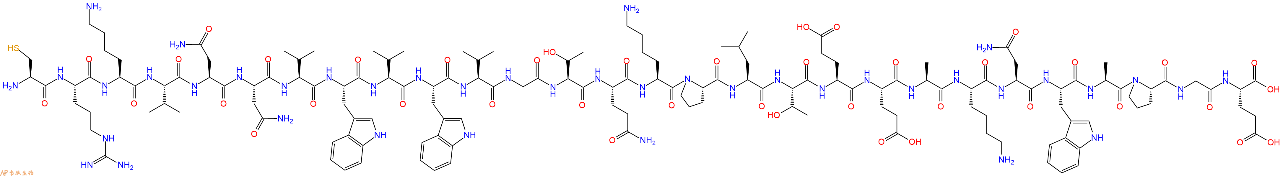 专肽生物产品H2N-Cys-Arg-Lys-Val-Asn-Asn-Val-Trp-Val-Trp-Val-Gly-Thr-Gln-Lys-Pro-Leu-Thr-Glu-Glu-Ala-Lys-Asn-Trp-Ala-Pro-Gly-Glu-OH