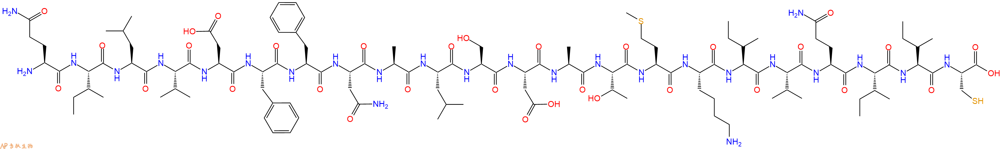 专肽生物产品H2N-Gln-Ile-Leu-Val-Asp-Phe-Phe-Asn-Ala-Leu-Ser-Asp-Ala-Thr-Met-Lys-Ile-Val-Gln-Ile-Ile-Cys-OH