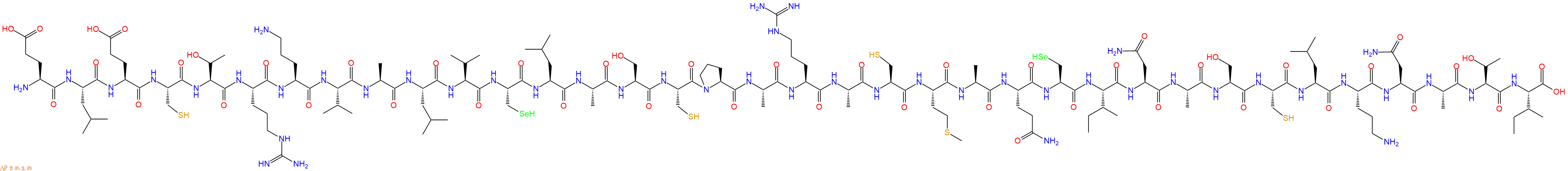 专肽生物产品H2N-Glu-Leu-Glu-Cys-Thr-Arg-Orn-Val-Ala-Leu-Val-Sec-Leu-Ala-Ser-Cys-Pro-Ala-Arg-Ala-Cys-Met-Ala-Gln-Sec-Ile-Asn-Ala-Ser-Cys-Leu-Orn-Asn-Ala-Thr-Ile-OH