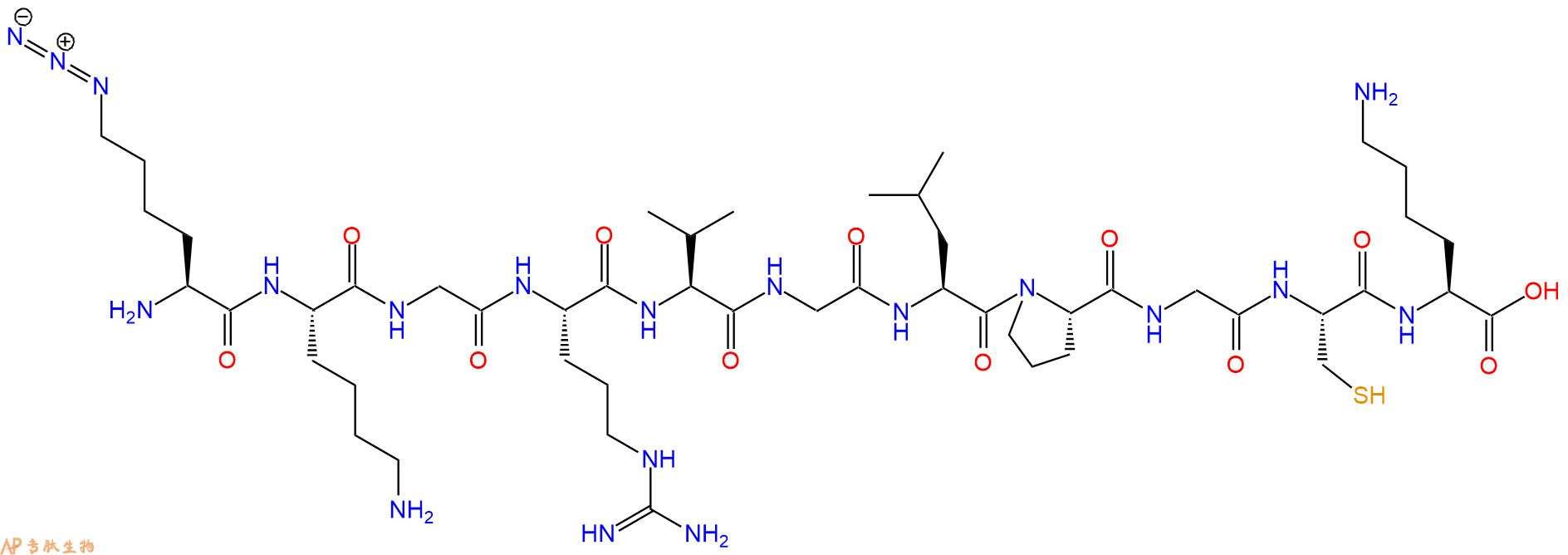 专肽生物产品H2N-Lys(N3)-Lys-Gly-Arg-Val-Gly-Leu-Pro-Gly-Cys-Lys-OH
