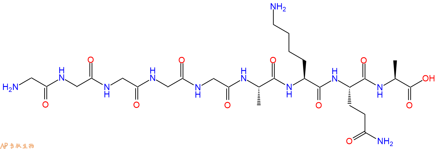 专肽生物产品H2N-Gly-Gly-Gly-Gly-Gly-Ala-Lys-Gln-Ala-OH