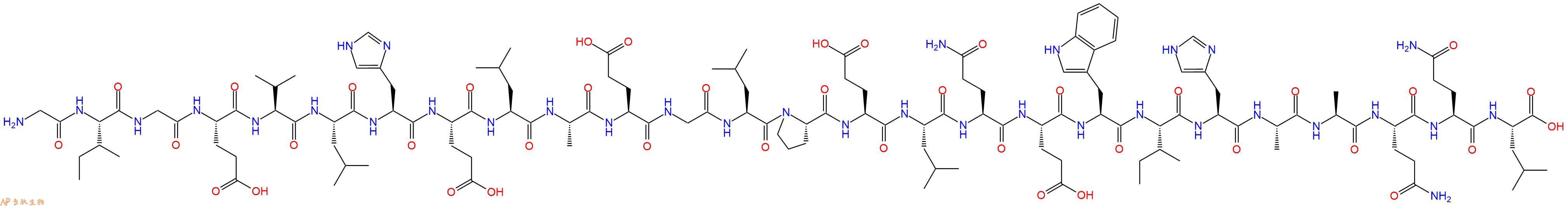 专肽生物产品H2N-Gly-Ile-Gly-Glu-Val-Leu-His-Glu-Leu-Ala-Glu-Gly-Leu-Pro-Glu-Leu-Gln-Glu-Trp-Ile-His-Ala-Ala-Gln-Gln-Leu-OH